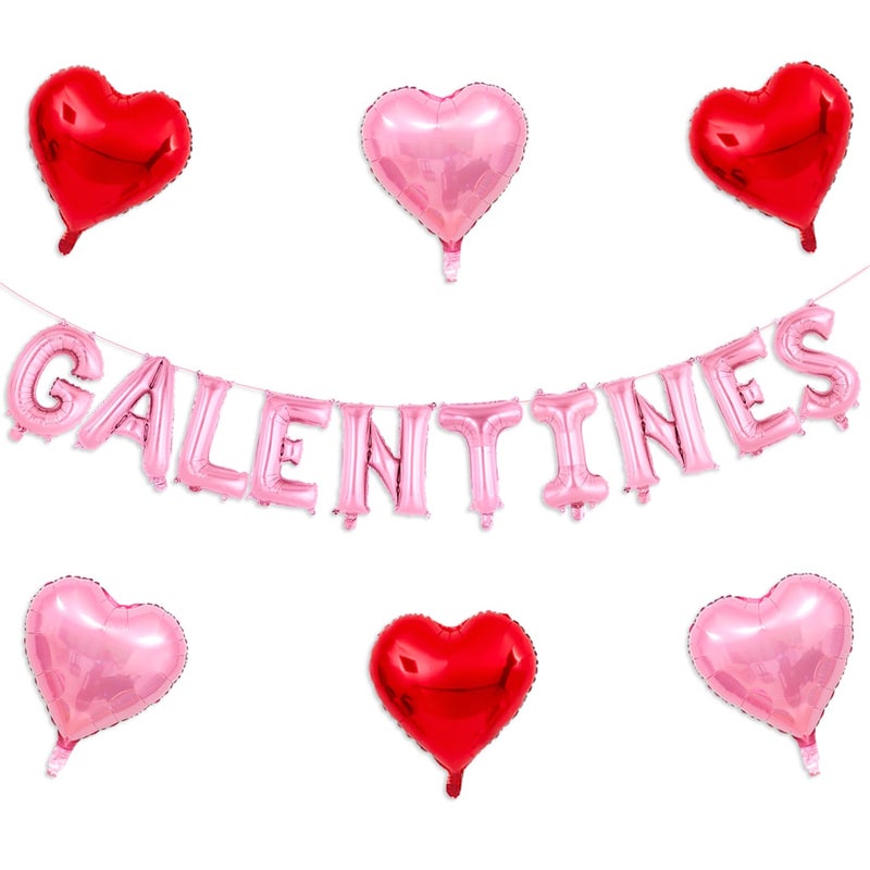Tagberoy Pink Galentines Balloons 16 Inch Galentines Day Balloons Red Pink Heart Balloon for Galentines Party Hotel Room Office Classroom Decor - Image 3