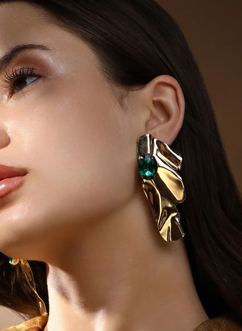 SOHI Wavy Gemstone Earrings