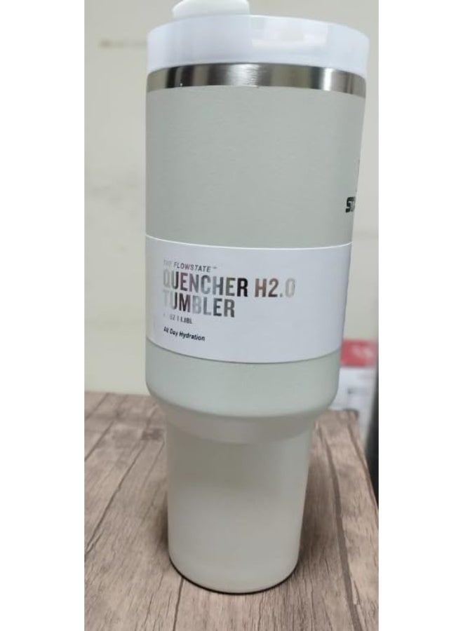 Stanley 1.2L Insulated Tumbler with Handle and Straw Lid, Stainless Steel Vacuum Insulated Travel Mug for Travel, Water, Iced Tea or Coffee, Smoothie and More (Cream) - Image 2