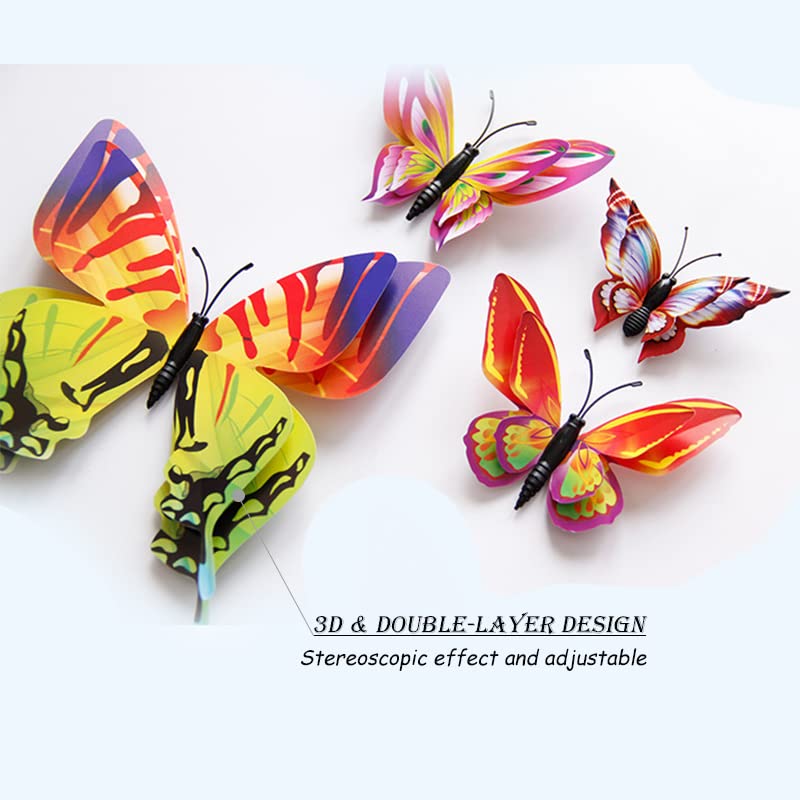 OPSEAM Butterfly Wall Decor 24/48 PCS, 3D Butterflies Stickers for Party Decorations with Magnets(Multiple Colour, 48) - Image 2