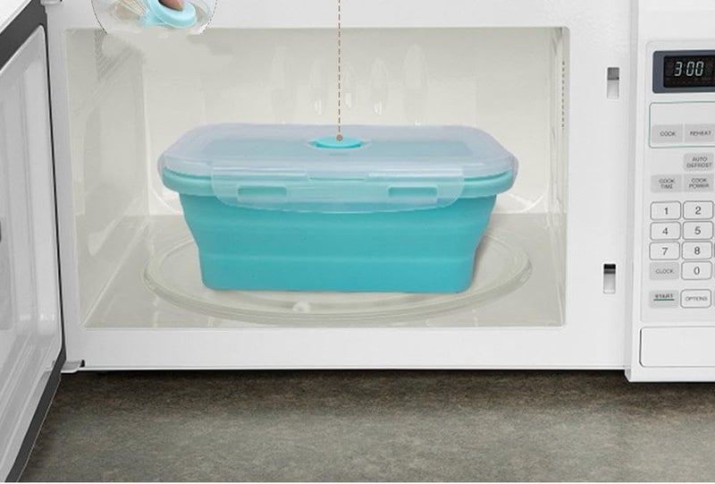 CozyKit Set of 4, Collapsible Silicone Food Storage Container, Leftover Meal Box for Kitchen, Lunch Boxes with Clip-on Lid, Stackable, Space Saving, Dishwasher Safe, BPA Free - Image 4