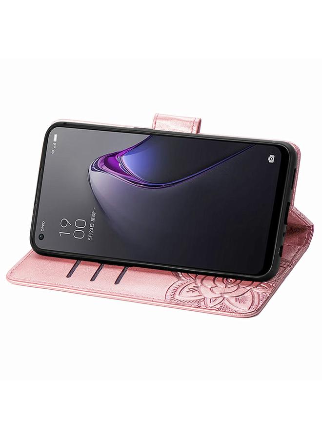 S-TOP Case For OPPO Reno8 Butterfly Love Flower Embossed Flip Leather Phone Case - Image 4