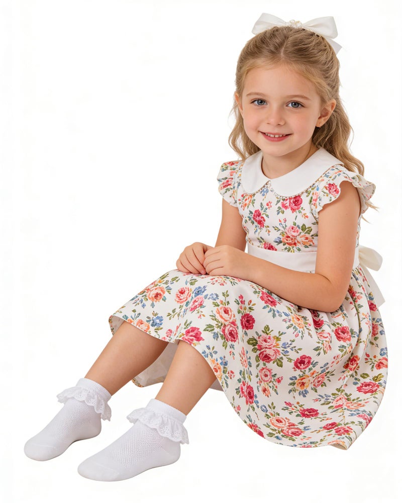 Mini angel Baby Girls Socks Eyelet Ruffle Lace Frilly Dress Socks for Toddler 3 Pairs (White, 12-24 Months) - Image 2