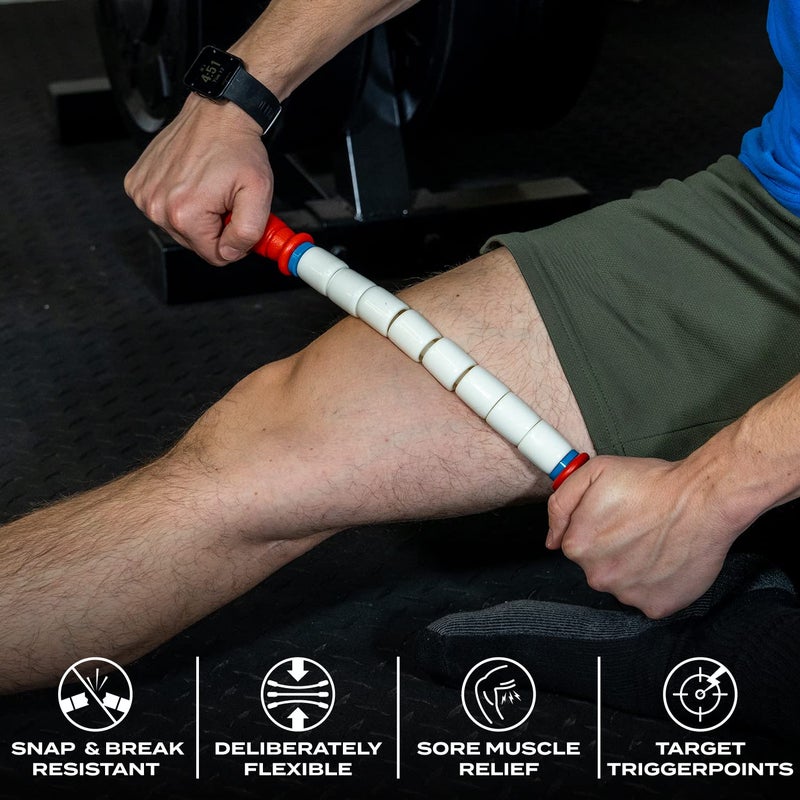 Nine for Nine Massage Stick 18" Flexible Handheld Spindle Massage Roller (Will Contour to Any Muscle) - Full Body Muscle Recovery & Myofascial Release (Medium - 18" Massage Stick) - Image 2
