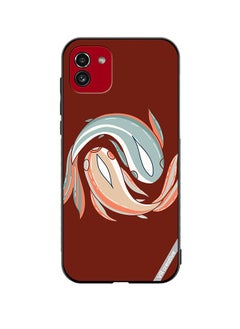 Protective Case Cover For Samsung Galaxy A03 Japanese Stylized Colored Fish In Orange And Blue Design Multicolour