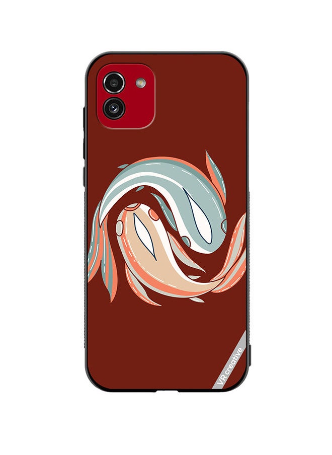 VR CREATIVE - Protective Case Cover For Samsung Galaxy A03 Japanese Stylized Colored Fish In Orange And Blue Design Multicolour - Image 1