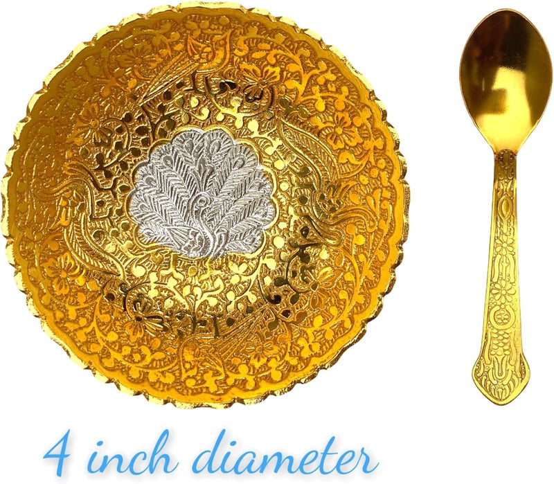 LOVENSPIRE German Silver Gold Bowl Set Navrathri Diwali Deepavali Gift Favor Indian Muslim Punjabi Wedding Favor Pooja Puja Favor Gift - Image 4