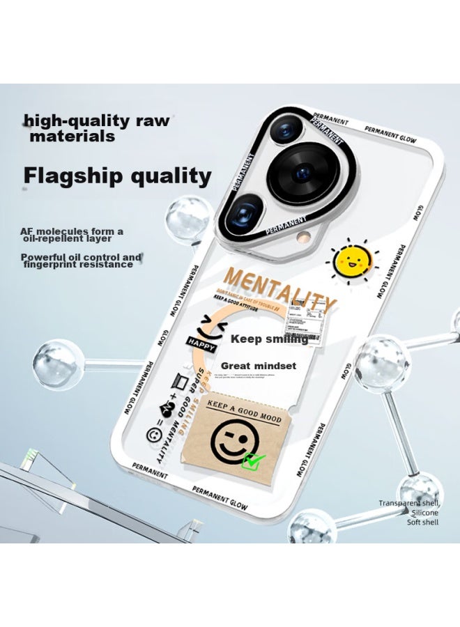 Xp Compatible Huawei Pura70ultra Phone Case, Full Lens Protection, P70ultra Transparent Soft Case, Heat Dissipation Silicone, Creative Design For Men And Women, Couples Anti-drop - Blue Frame, No Outburst - Image 3
