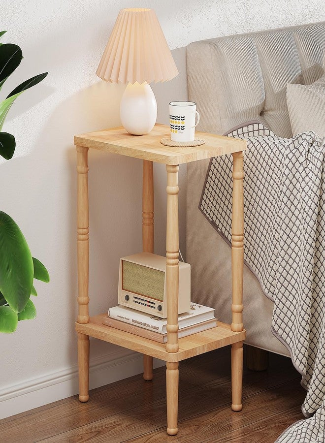 LUCKNOCK Solid Wood Side Table, Small Vintage End Table, Narrow Couch Side Table with Storage, Skinny Nightstand Bedside Table for Small Spaces, Bedroom, Living Room, Farmhouse, No-Tool Assembly. - Image 3