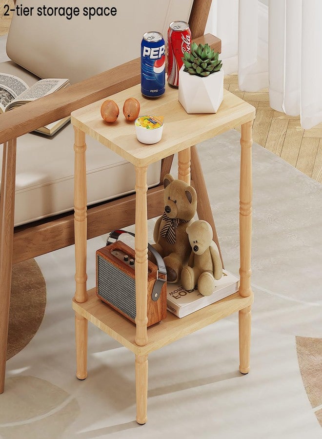 LUCKNOCK Solid Wood Side Table, Small Vintage End Table, Narrow Couch Side Table with Storage, Skinny Nightstand Bedside Table for Small Spaces, Bedroom, Living Room, Farmhouse, No-Tool Assembly. - Image 5