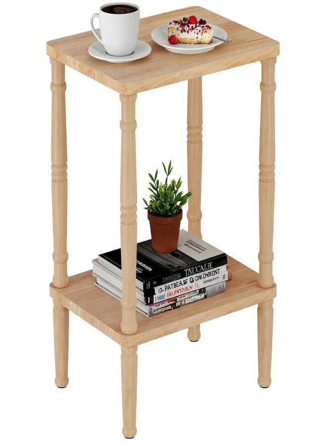 LUCKNOCK Solid Wood Side Table, Small Vintage End Table, Narrow Couch Side Table with Storage, Skinny Nightstand Bedside Table for Small Spaces, Bedroom, Living Room, Farmhouse, No-Tool Assembly. - Image 1