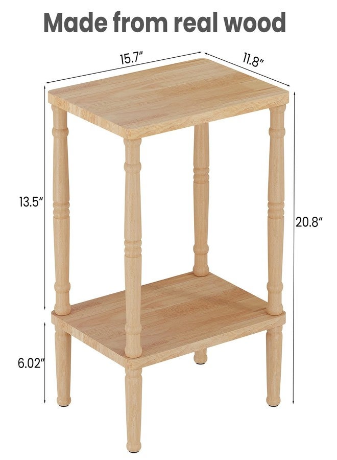 LUCKNOCK Solid Wood Side Table, Small Vintage End Table, Narrow Couch Side Table with Storage, Skinny Nightstand Bedside Table for Small Spaces, Bedroom, Living Room, Farmhouse, No-Tool Assembly. - Image 2