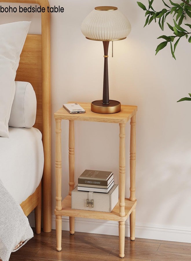 LUCKNOCK Solid Wood Side Table, Small Vintage End Table, Narrow Couch Side Table with Storage, Skinny Nightstand Bedside Table for Small Spaces, Bedroom, Living Room, Farmhouse, No-Tool Assembly. - Image 4