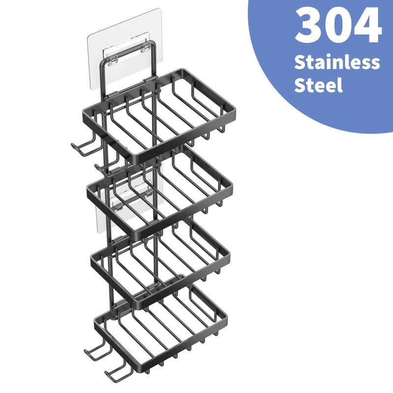 Moforoco 4 Tier Soap Bar Holder for Shower, No Drilling, 304 Stainless Steel, Wall Mounted Soap Holder with 4 Hooks and Razor Holder, Shower Rack Soap Tray Bar Soap for Bathroom Accessories Organizer - Image 5