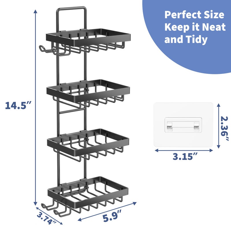 Moforoco 4 Tier Soap Bar Holder for Shower, No Drilling, 304 Stainless Steel, Wall Mounted Soap Holder with 4 Hooks and Razor Holder, Shower Rack Soap Tray Bar Soap for Bathroom Accessories Organizer - Image 4