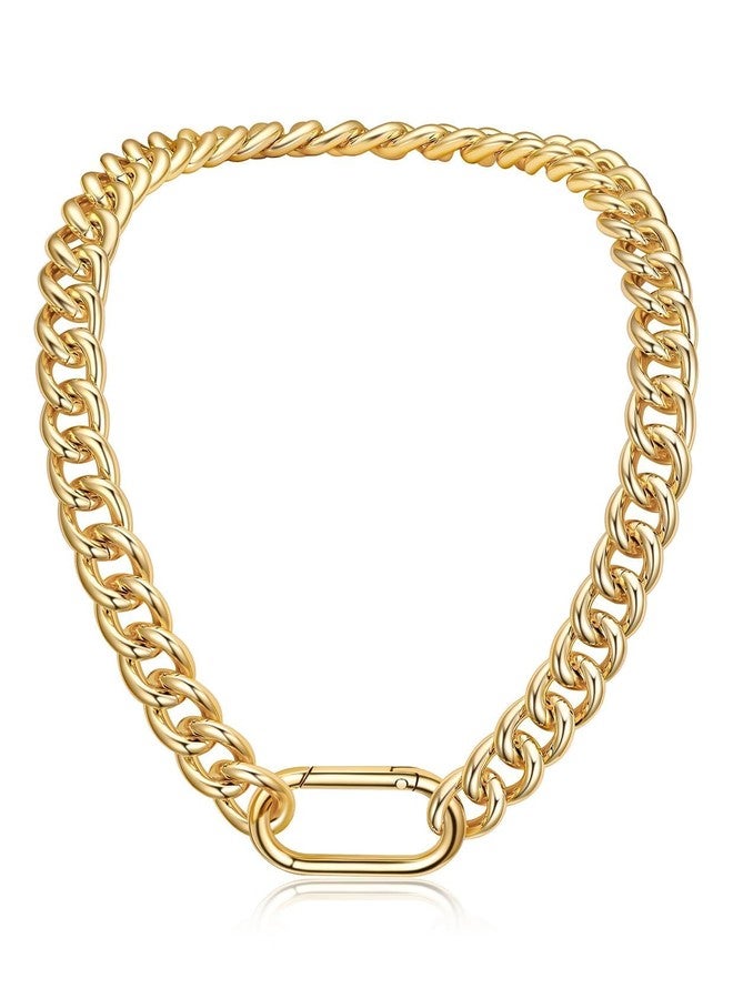 U7 Lightweight Chunky Gold Necklace, Thick Aluminum Gold Statement Necklace for Women, 18In Trendy Punk Hip Hop Chunky Necklace with Gift Box, Unique Buckle Design for Versatile Wear, 13mm Wide - Image 1