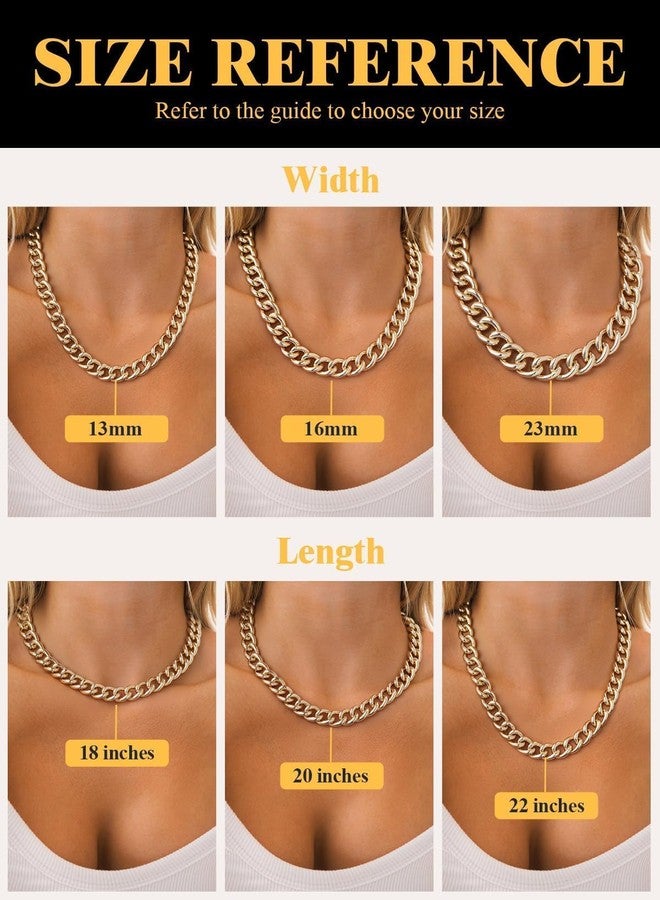 U7 Lightweight Chunky Gold Necklace, Thick Aluminum Gold Statement Necklace for Women, 18In Trendy Punk Hip Hop Chunky Necklace with Gift Box, Unique Buckle Design for Versatile Wear, 13mm Wide - Image 4