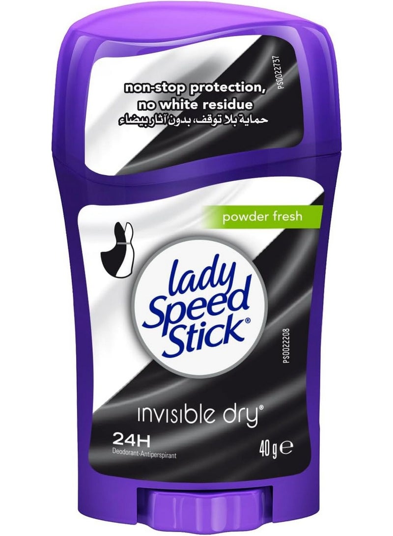 ليدي سبيد ستيك مزيل عرق جاف غير مرئي، بودرة منعشة 40 جرام - Image 1