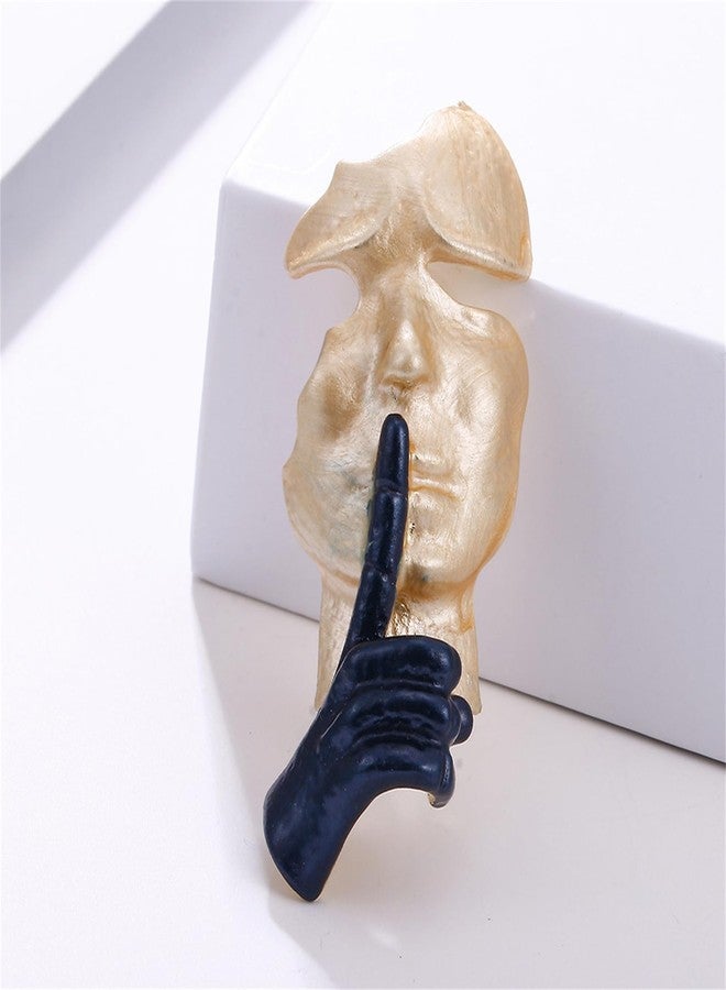 RLHRNDE Gold Mask Enamel Lapel Brooch Pin for Women Men Abstract Art Enamel Brooch Silence is Thinker Badge Pin Accessories for Lapel Backpack Jacket Hat Bag (Gold) - Image 3