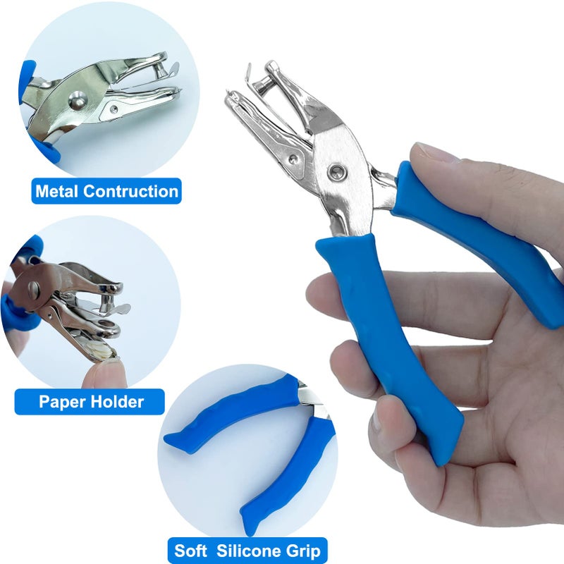 MECHEER Single Hole Punch 1/4â€ Paper Hole Puncher for Crafts, One Hole Puncher with Blue Soft Grip Handle for Kids and Adults, Handheld Circle Punch for Paper Crafts in Home, Office, Classroom - Image 3