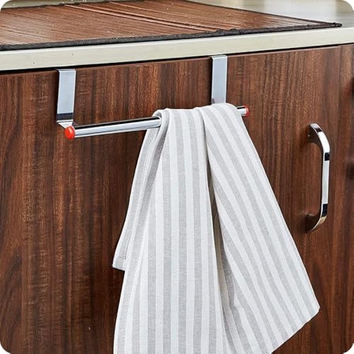 Amiraj Stainless Steel Towel Holder Cabinet Hanger Over Door Kitchen Hook Drawer Storage/Towel Bar (Small, 23 cm) (Pack of 1) - Image 1