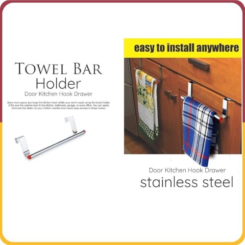 Amiraj Stainless Steel Towel Holder Cabinet Hanger Over Door Kitchen Hook Drawer Storage/Towel Bar (Small, 23 cm) (Pack of 1) - Image 5