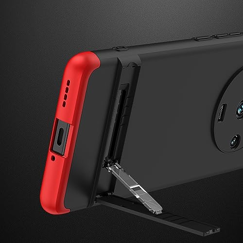 Spazy Case® Realme 11 Pro Plus 5G Cover Case Ull Body 3 in 1 Slim Fit Complete 3D 360 Degree Protection Hybrid Hard Bumper Back Case Cover for Realme 11 Pro Plus 5G -Black & Red with Stand - Image 5