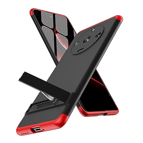 Spazy Case® Realme 11 Pro Plus 5G Cover Case Ull Body 3 in 1 Slim Fit Complete 3D 360 Degree Protection Hybrid Hard Bumper Back Case Cover for Realme 11 Pro Plus 5G -Black & Red with Stand - Image 2