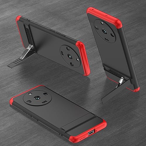 Spazy Case® Realme 11 Pro Plus 5G Cover Case Ull Body 3 in 1 Slim Fit Complete 3D 360 Degree Protection Hybrid Hard Bumper Back Case Cover for Realme 11 Pro Plus 5G -Black & Red with Stand - Image 4