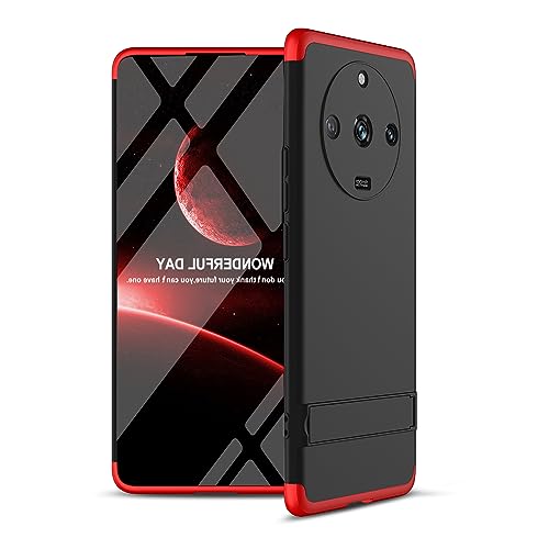 Spazy Case® Realme 11 Pro Plus 5G Cover Case Ull Body 3 in 1 Slim Fit Complete 3D 360 Degree Protection Hybrid Hard Bumper Back Case Cover for Realme 11 Pro Plus 5G -Black & Red with Stand - Image 1