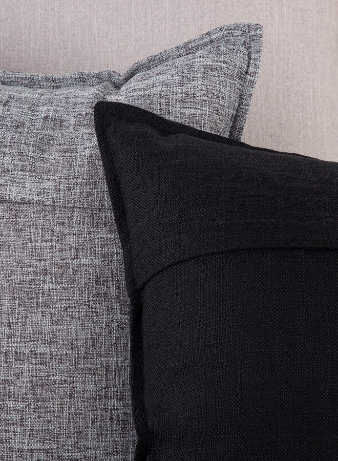 MADIZZ Set of 2 Linen Throw Pillow Covers 18x18 Inch Black Soft Decorative Cushion Cover for Sofa Bedroom Pillow Shell - Image 5