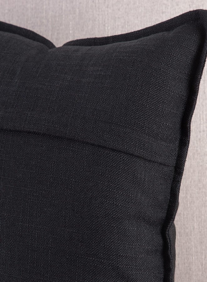 MADIZZ Set of 2 Linen Throw Pillow Covers 18x18 Inch Black Soft Decorative Cushion Cover for Sofa Bedroom Pillow Shell - Image 2