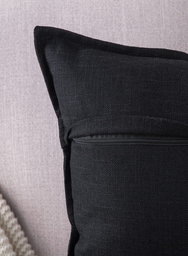 MADIZZ Set of 2 Linen Throw Pillow Covers 18x18 Inch Black Soft Decorative Cushion Cover for Sofa Bedroom Pillow Shell - Image 3