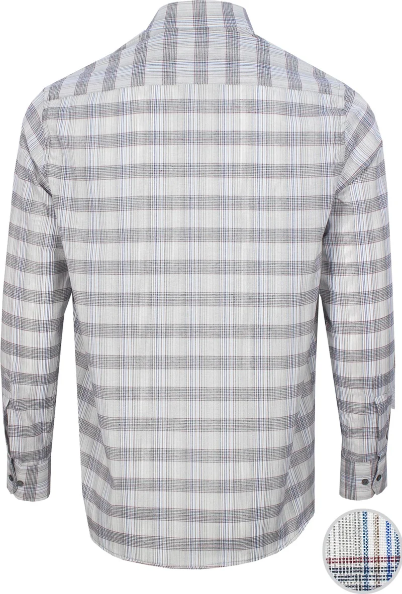 فاريتا Men's Cloud Gray Checked Long Sleeve Classic Cut Collar Buttoned Shirt