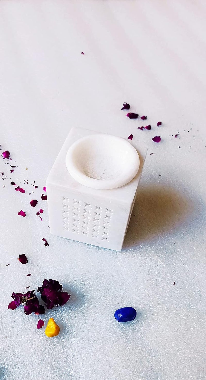 RM 4Inch White Marble Aroma Cle Holder Set Tealight Cle Holder Elegant Home Dcor for Center Table Festival Settings Crafted from Premium White Marble by Rameshwaram Marble - Image 5