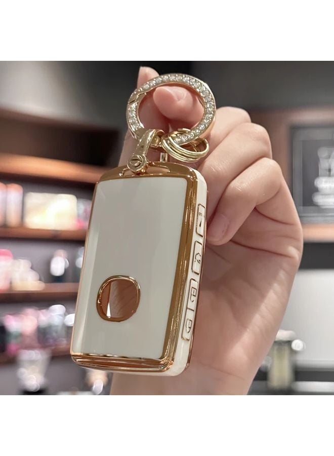غطاء مفتاح وردي مع سلسلة مفاتيح لسيارات مازدا CX5 CX30 CX9 CX3 موديلات 2019-2021 - Image 1
