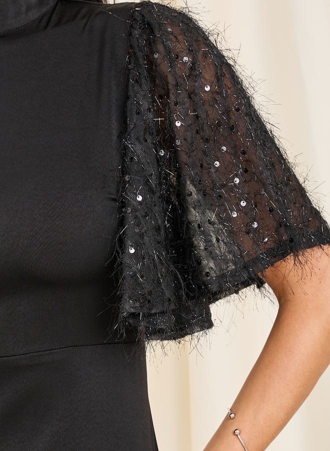 Styli Sequin Sleeve Midi Dress  - Image 3
