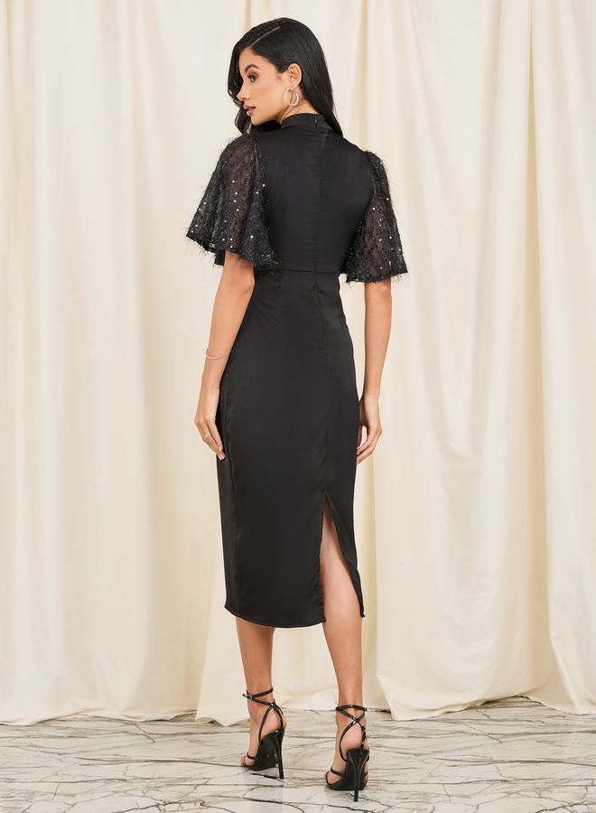 Styli Sequin Sleeve Midi Dress  - Image 4