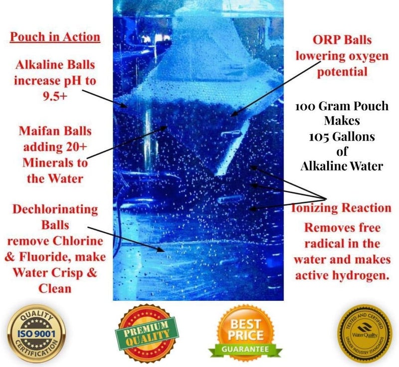 Alkaline Anytime كيس فلتر مياه قلوية من Alkaline Anytime - درجة حموضة 9.5 - ترشيح مياه محمول - سعة كبيرة جدًا - 105 جالون - للإبريق، زجاجة الماء، جرة الماء، حاوية الماء، إبريق فلتر الماء (1) - Image 5