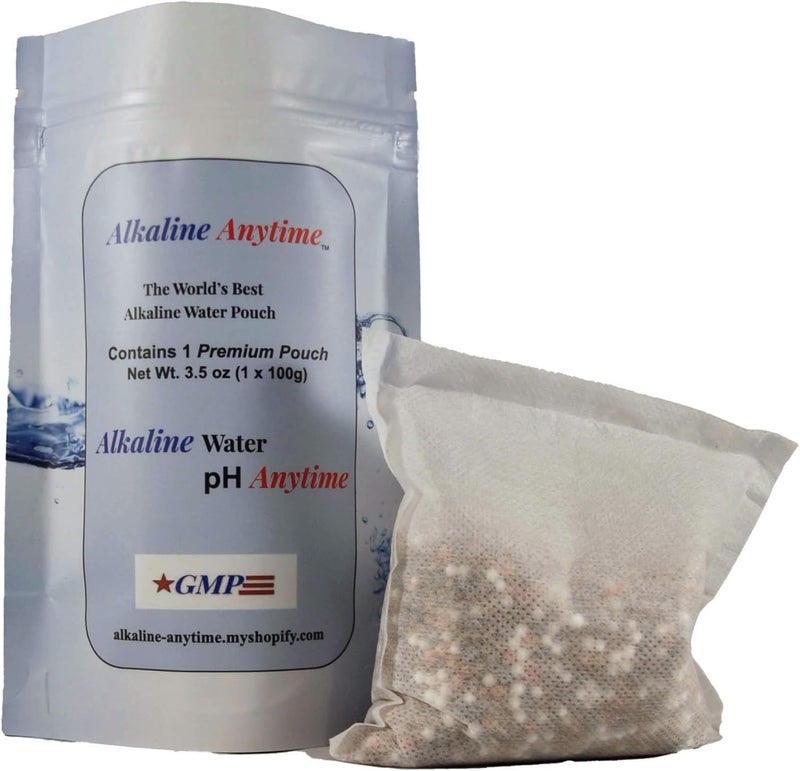 Alkaline Anytime كيس فلتر مياه قلوية من Alkaline Anytime - درجة حموضة 9.5 - ترشيح مياه محمول - سعة كبيرة جدًا - 105 جالون - للإبريق، زجاجة الماء، جرة الماء، حاوية الماء، إبريق فلتر الماء (1) - Image 1