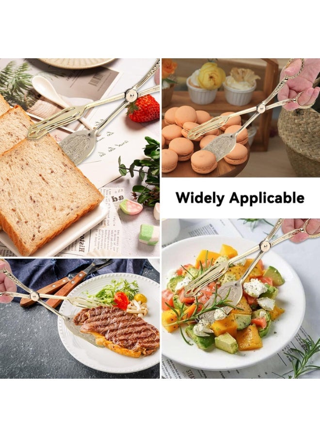 Y&D Gold Salad Tongs for Kitchen Serving and Cooking, Stainless Steel Food Scissor Tongs, Catering Utensil for Bread Cake Bake Steak Barbecue - Image 4