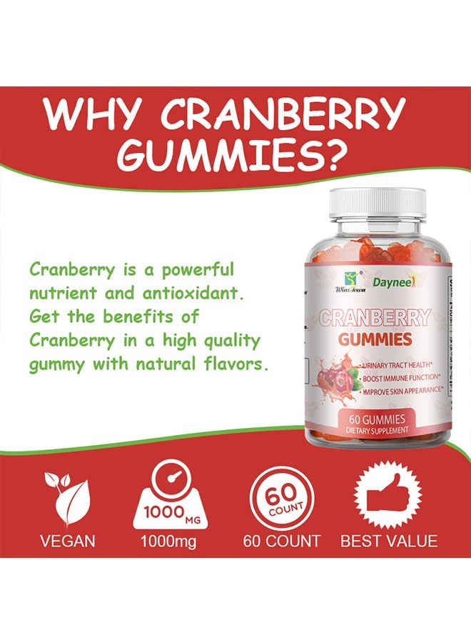 Daynee Cranberry Gummies 1000mg 60 Gummies, Boost Immune Function, Improve Skin Appearance, Support Detox Health, Dietary Supplement - Image 4