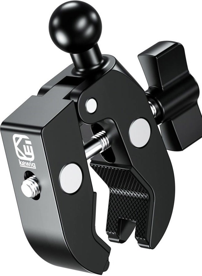 BRCOVAN Aluminum Alloy Handlebar Clamp Mount Base with 17mm TPU Ball for Rails 0.5'' to 2'' in Diameter, Only Fit for Bike Motorcycle Phone Mount Holder with 17mm Ball Socket & Double Socket Arm - Image 1