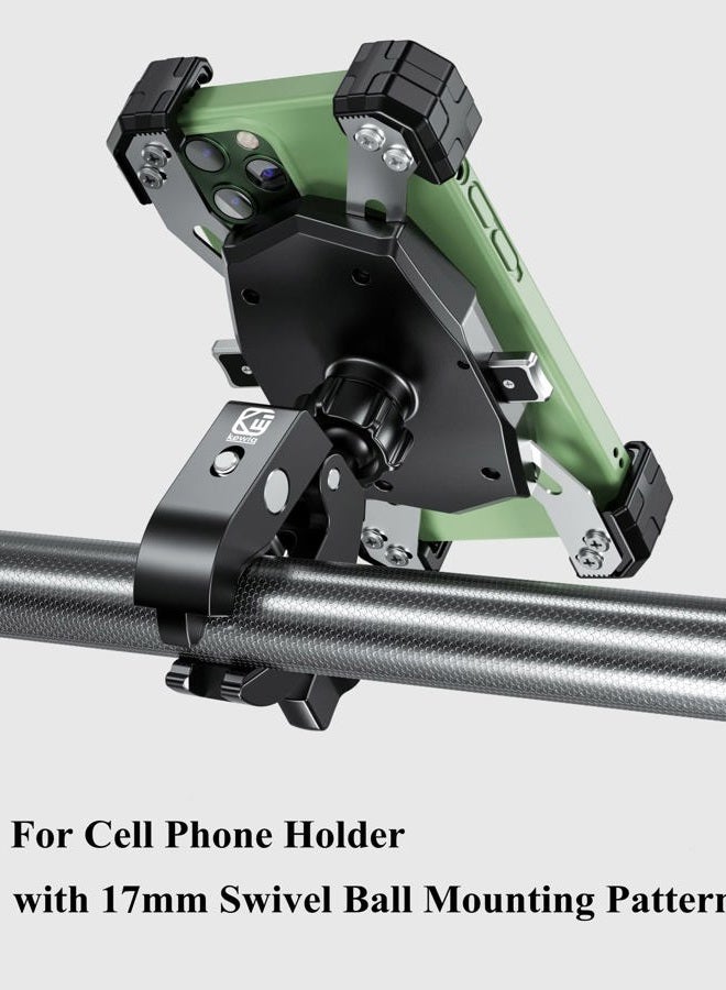 BRCOVAN Aluminum Alloy Handlebar Clamp Mount Base with 17mm TPU Ball for Rails 0.5'' to 2'' in Diameter, Only Fit for Bike Motorcycle Phone Mount Holder with 17mm Ball Socket & Double Socket Arm - Image 5