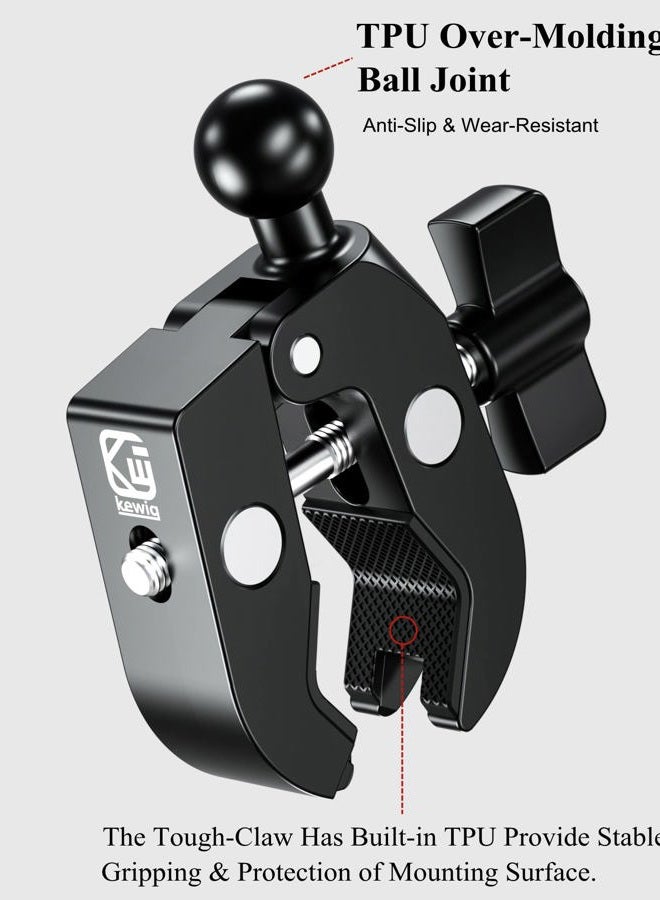 BRCOVAN Aluminum Alloy Handlebar Clamp Mount Base with 17mm TPU Ball for Rails 0.5'' to 2'' in Diameter, Only Fit for Bike Motorcycle Phone Mount Holder with 17mm Ball Socket & Double Socket Arm - Image 3