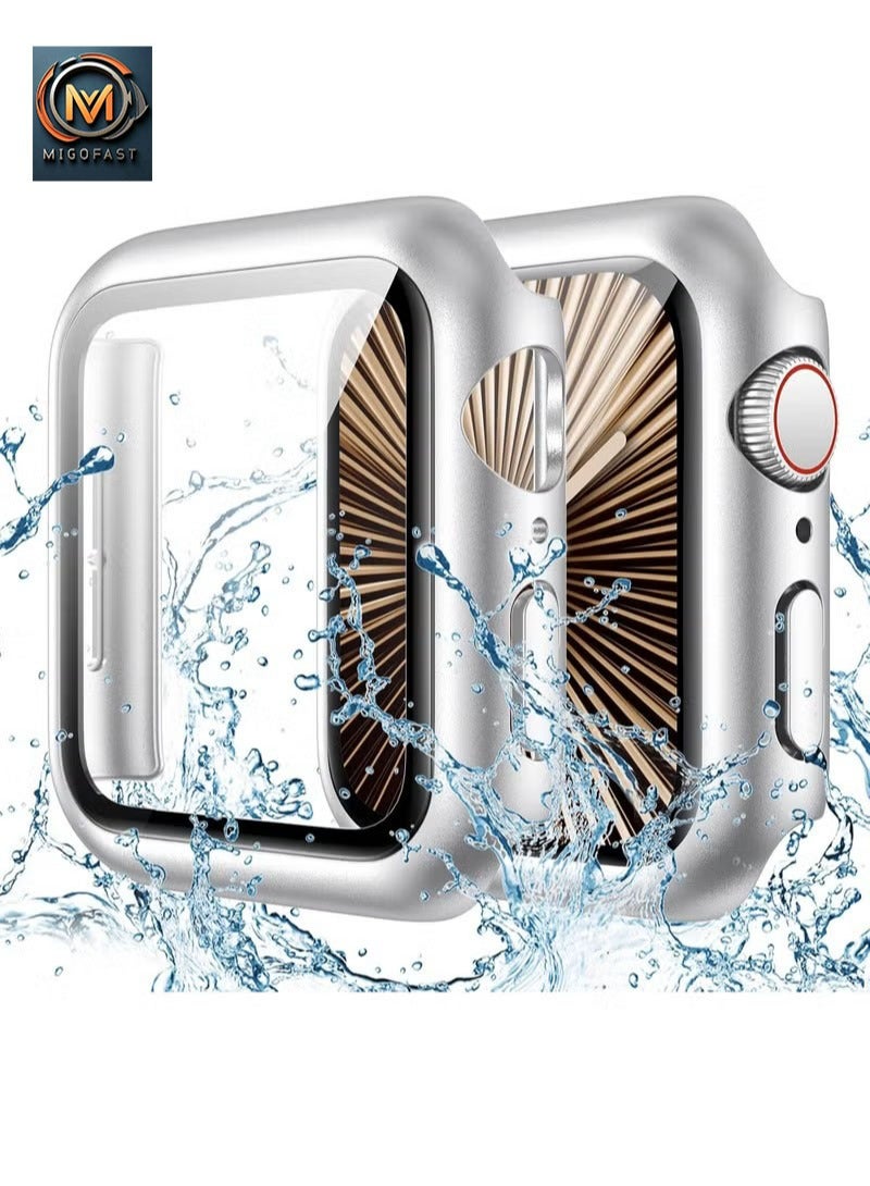 MIGOFAST Apple Watch Cover Series 11/10 Screen Protector 42mm, Hard Bumper with Tempered Glass for Apple Watch 11 Cover 42 mm Silver - Image 1