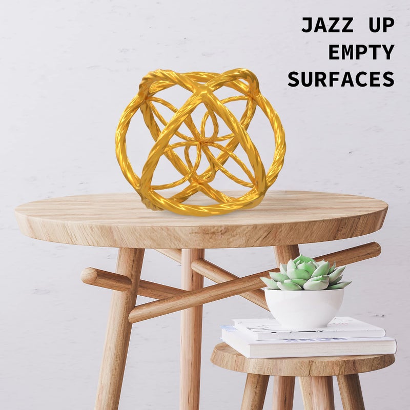 Everydecor Decorative Sphere for Home Decor - Trendy Gold, Hand Painted, Modern Decorative Balls for Living Room, Bedroom, Kitchen, Bathroom, Office - Table Decorative Orbs for Centerpiece - Image 5