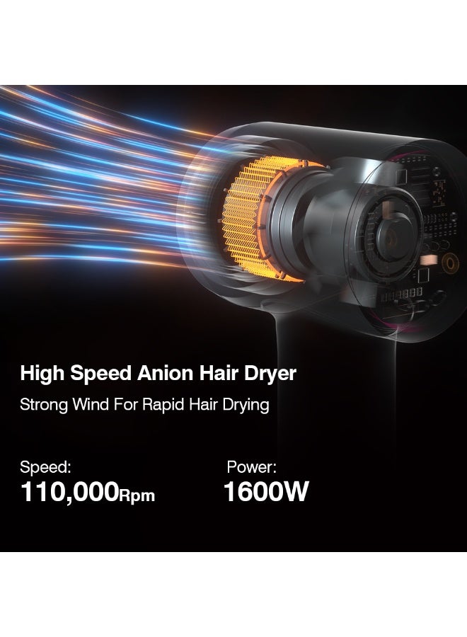 كينسي بيوتي مجفف شعر عالي السرعة ، مجفف شعر احترافي أيوني 1600 واط ، مجفف شعر أيوني سريع التجفيف مع 3 إعدادات حرارية وسرعتين ، ضوضاء منخفضة مع فوهة للجنسين - Image 2