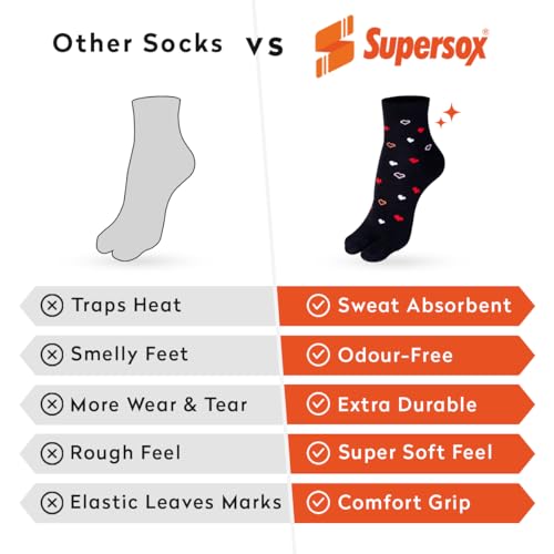 Supersox Ankle Thumb Socks for Women, Made with Breathable, Anti Odour & Moisture Absorbent Combed Cotton with a Extra Durable Welt (Pack Of 4) (IN, Alpha, Free Size, Black) - Image 5