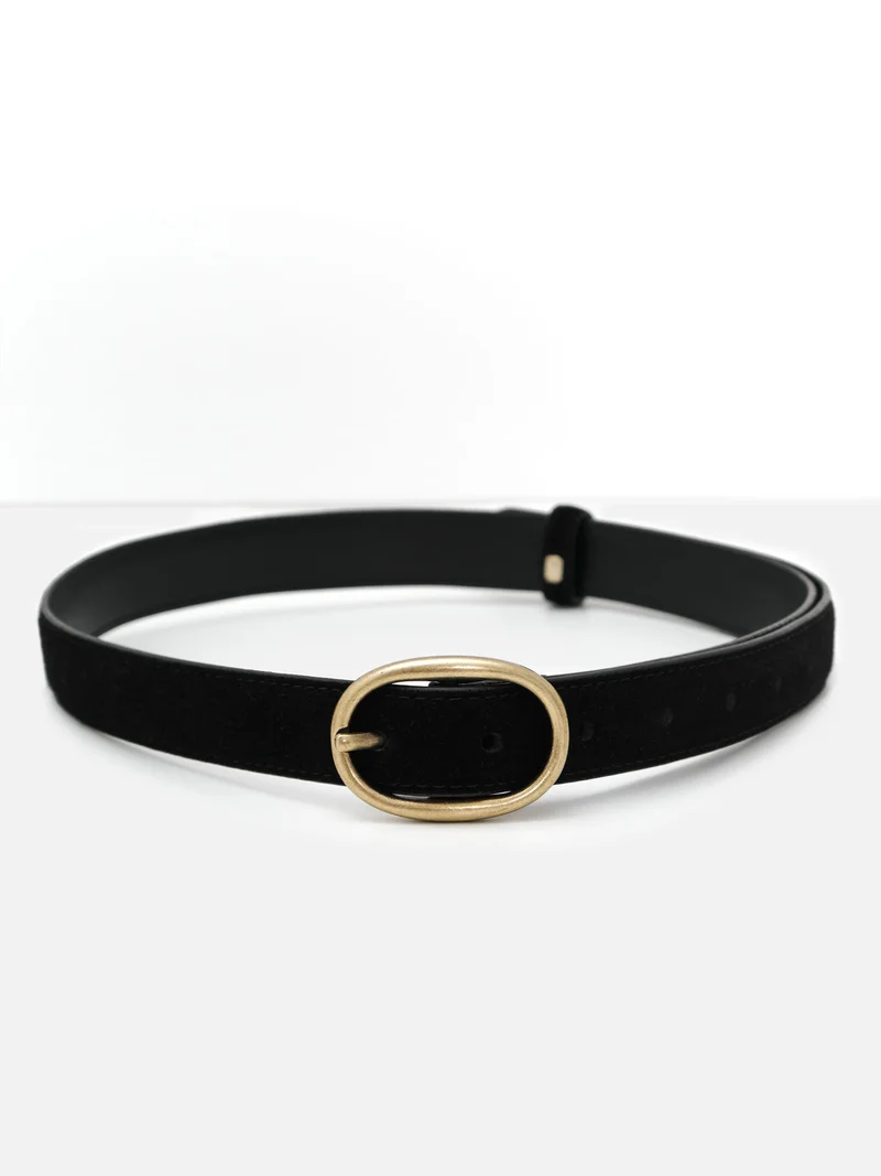 ليتشي Leather belt with oval buckle